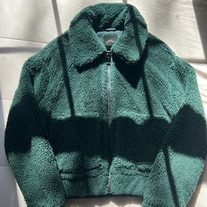 Green Sherpa zip up jacket